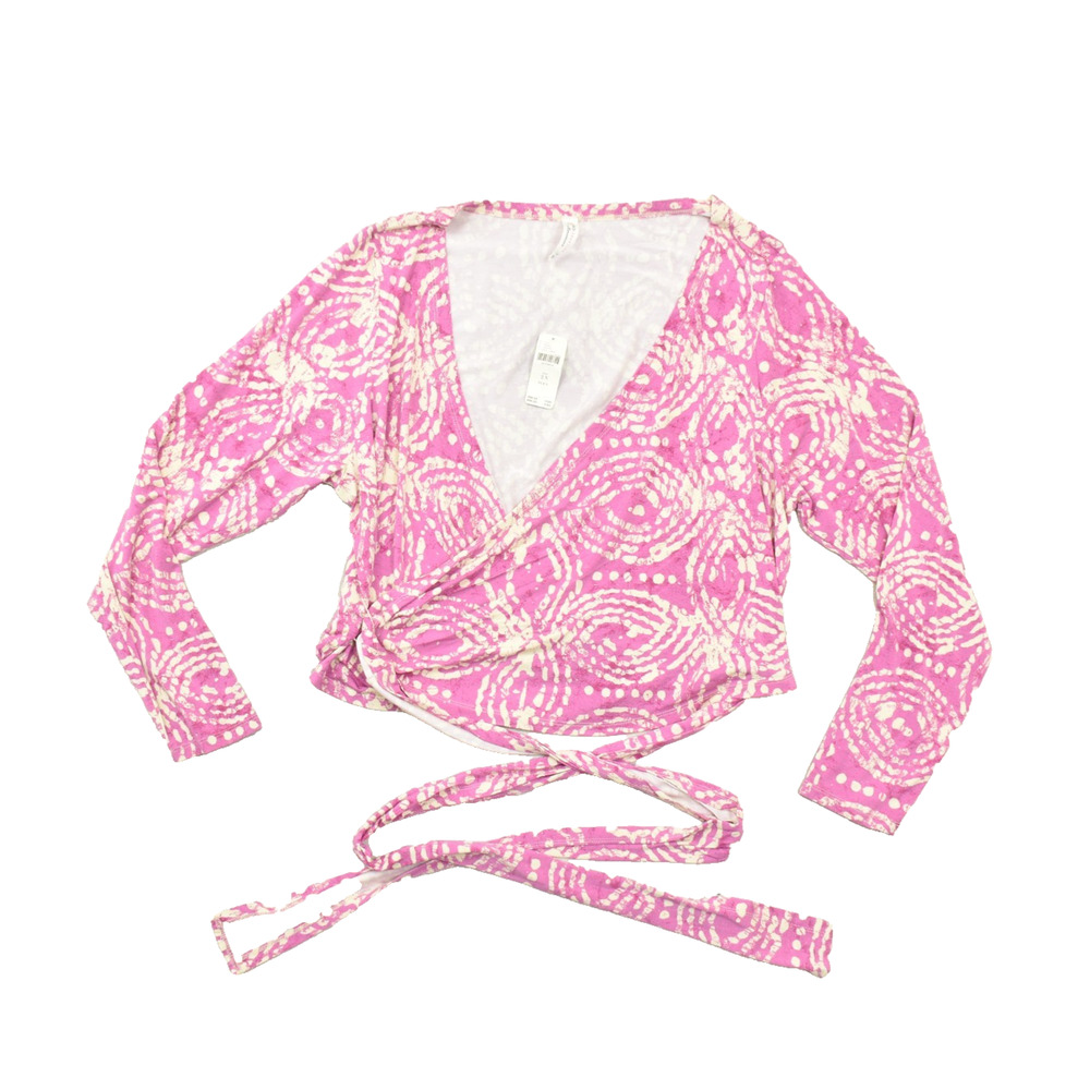 Anthropologie Pink Wrap Blouse